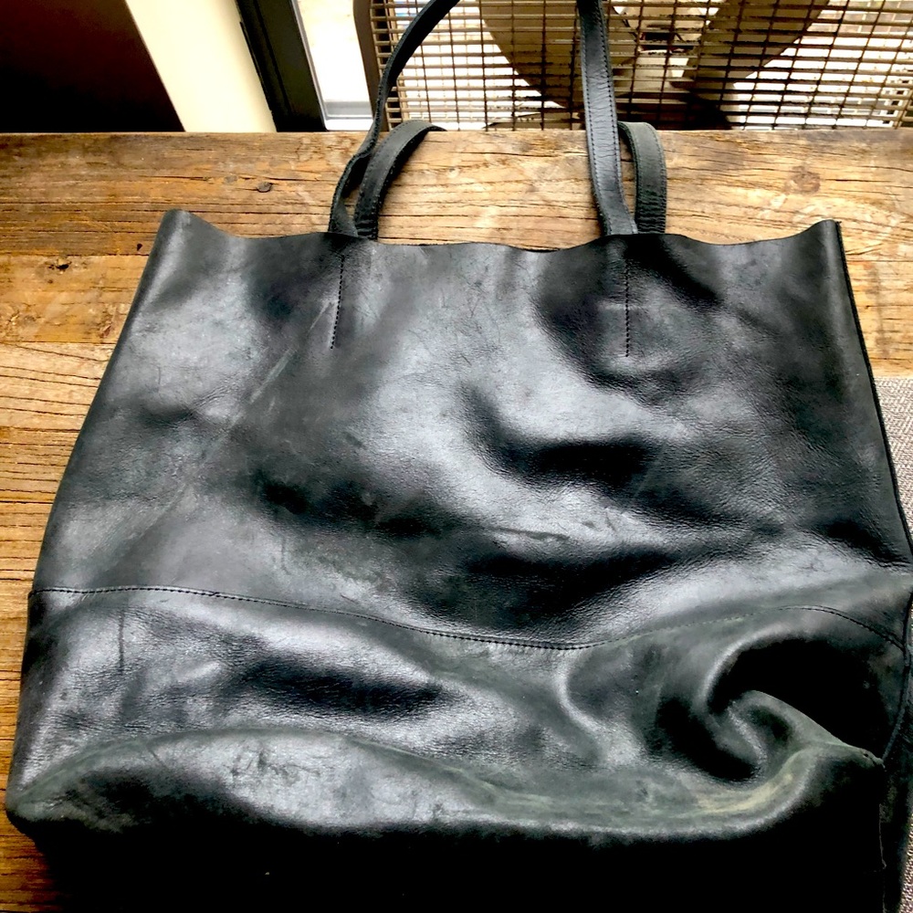 Black leather bag